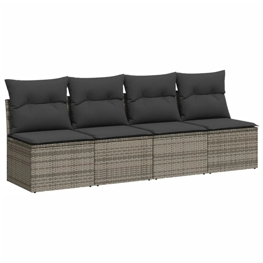 Garden Sofa Set Outdoor Furniture Patio 10 Piece Grey Poly Rattan