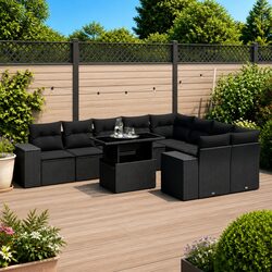 Specifications for 10 Piece Black Rattan Garden Sofa Set