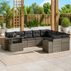 10-Piece Outdoor Sofa Set in Grey – PE Rattan Construction