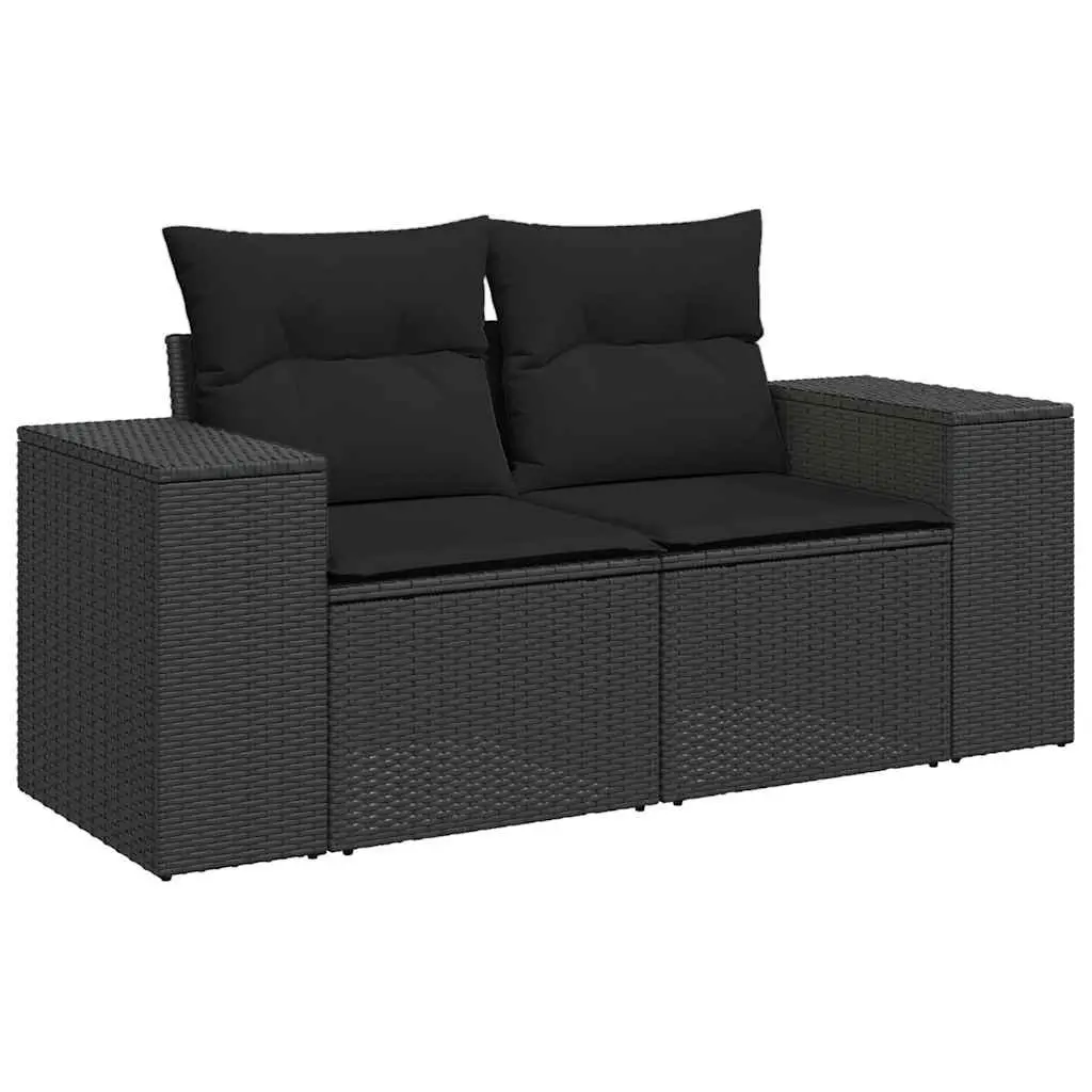 Garden Sofa Set Outdoor Furniture Patio 11 Piece Black Poly Rattan Modular