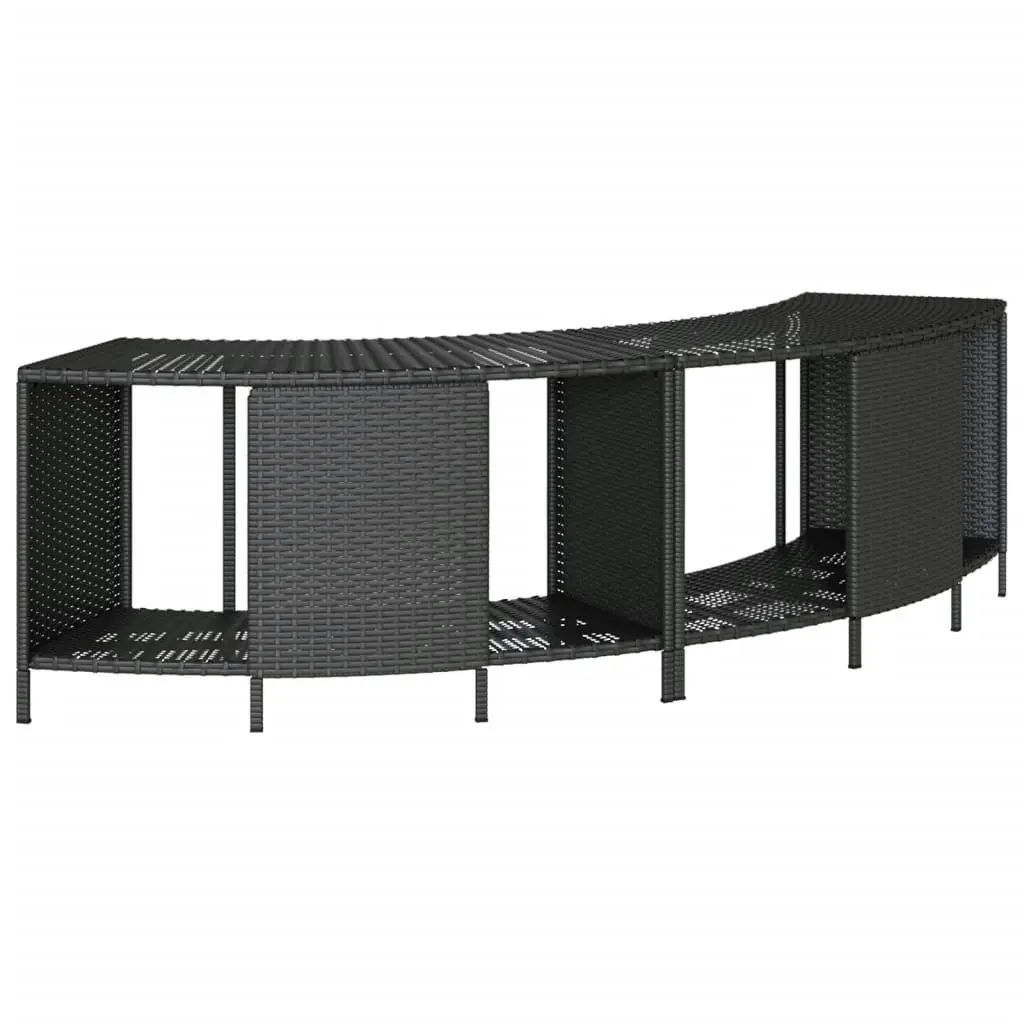 Hot Tub Surround with Storage Step for Outdoor Use Black Poly Rattan Acacia Wood