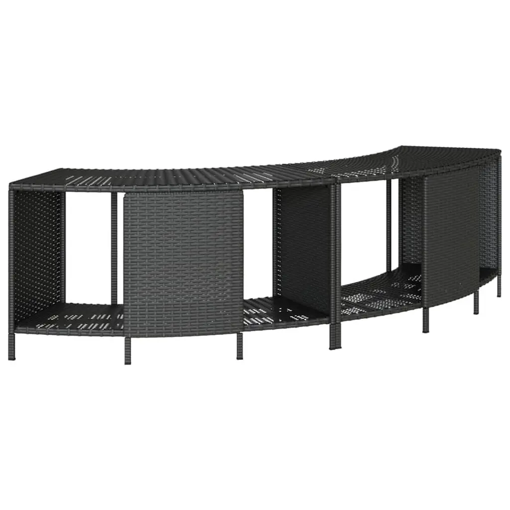 Hot Tub Surround with Storage Black Rattan Garden Spa Bench Outdoor Furniture