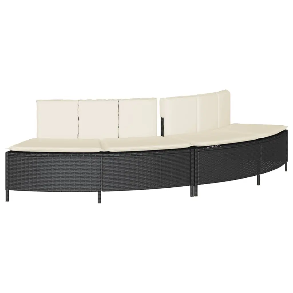 Hot Tub Surround with Storage Bench Outdoor Spa Furniture Black Rattan Garden