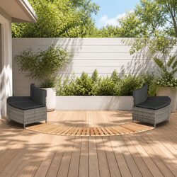 Hot Tub Surround Grey PE Rattan Wood Step Modular Outdoor Spa Furniture Set