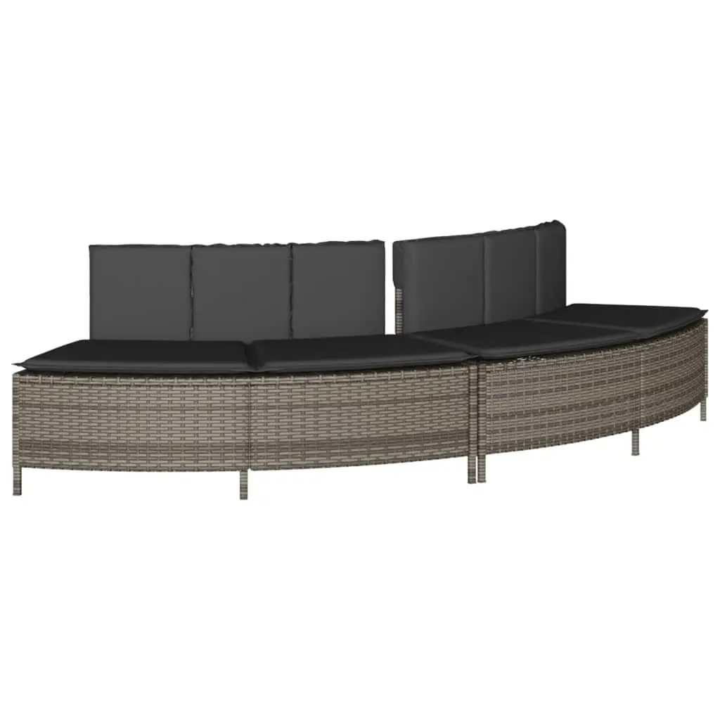 Hot Tub Surround Grey Poly Rattan Wood Step Modular Spa Seating
