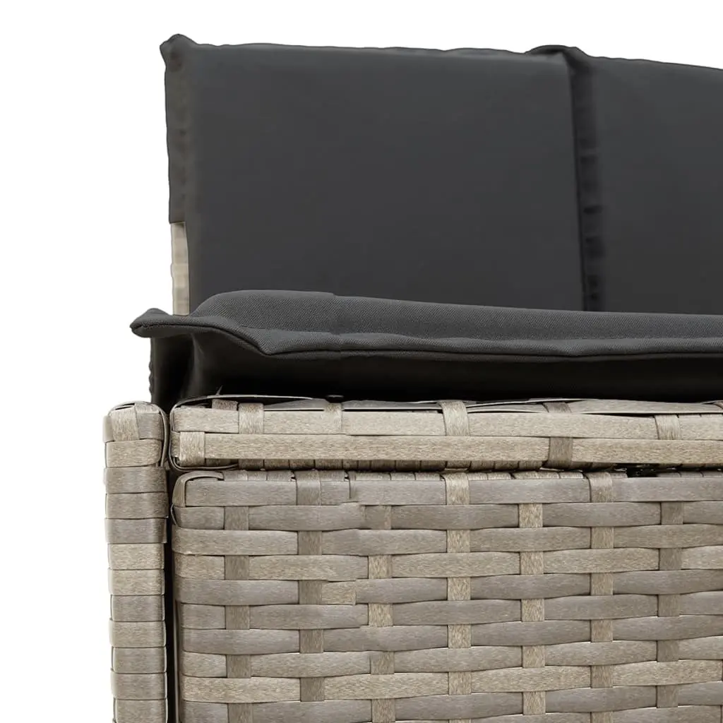 Hot Tub Surround Outdoor Grey Poly Rattan Acacia Wood Modular Spa Step with Cushions