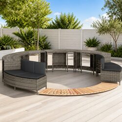 Hot Tub Surround with Storage - Grey Rattan and Wood