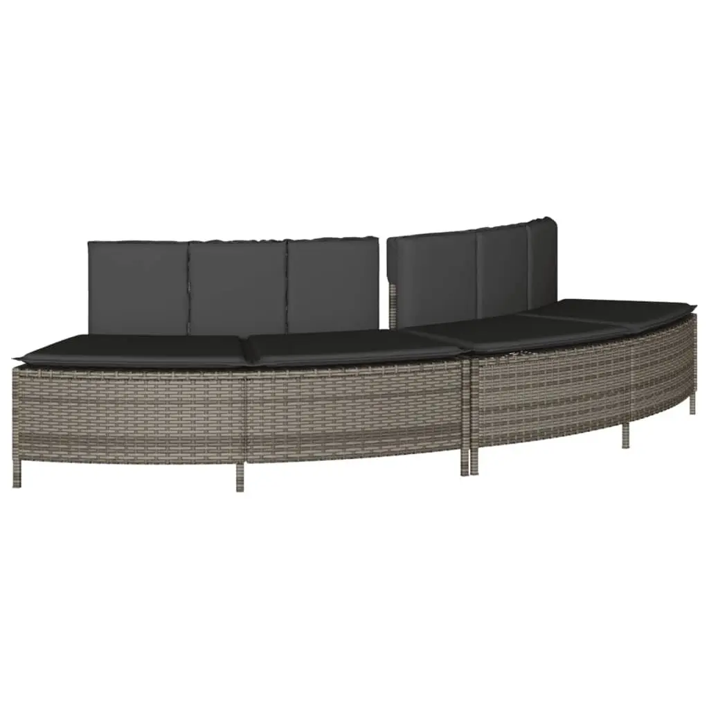 Grey Poly Rattan Storage Bench with Solid Wood Step for Hot Tub Surround Outdoor Spa Area