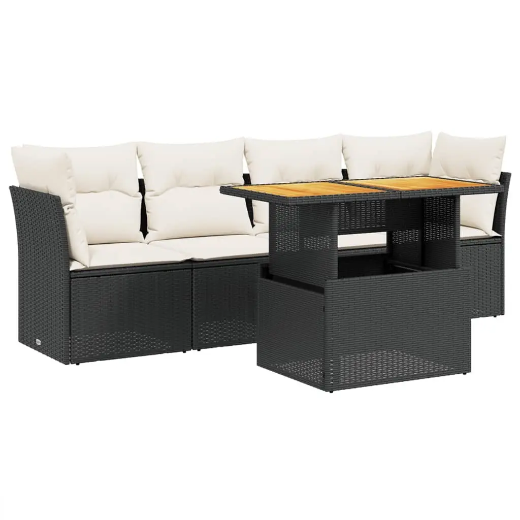 5 Piece Outdoor Patio Sofa Set with Adjustable Table