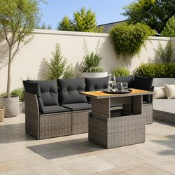 5 Piece Modular Garden Sofa Set with Adjustable Table