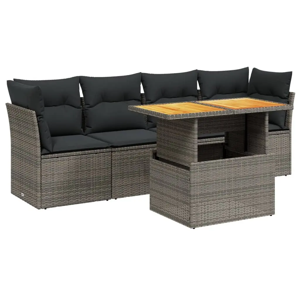 5 Piece Modular Garden Sofa Set with Adjustable Table
