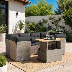 Detailed Specs on 7-Piece Grey Garden Sofa Set