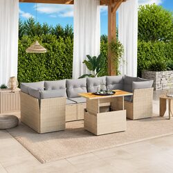 Factual 8 Piece Outdoor Sofa Set in Beige Poly Rattan