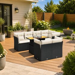 Detailed Specifications of 8 Piece Black Garden Sofa Set