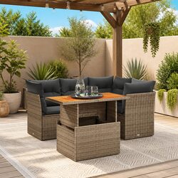 5-Piece Modular Garden Sofa Set with Adjustable Table