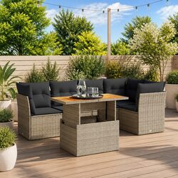 5 Piece Modular Garden Sofa Set in Grey Rattan