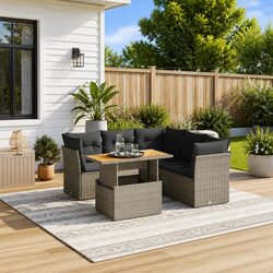 5 Piece Garden Sofa Set Specifications in Grey Rattan