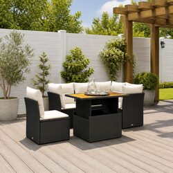 Specifications of 5 Piece Black Poly Rattan Sofa Set