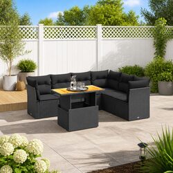 7 Piece Black Garden Sofa Set - Specifications Included