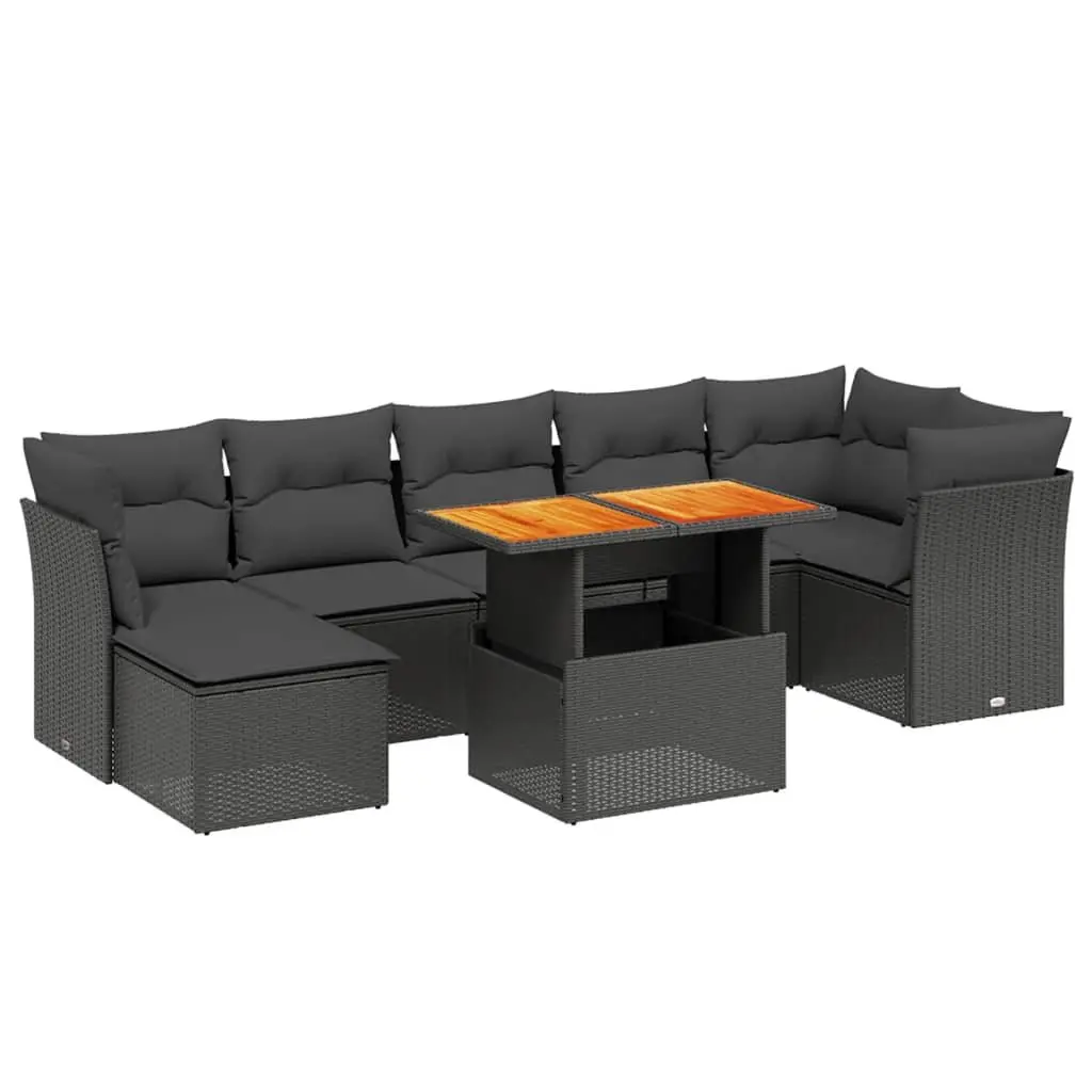 Outdoor Furniture Sofa Set 8 Piece Garden Seating Black PE Rattan