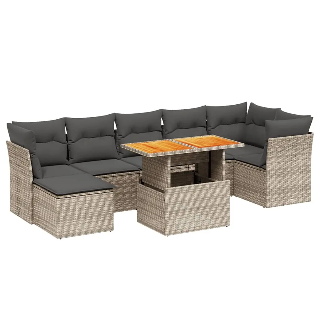 Garden Sofa Set 8 Piece Outdoor Furniture Patio Lounge Grey Poly Rattan Modular