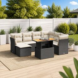 8-Piece Black Patio Sofa Set - Modular & Stylish