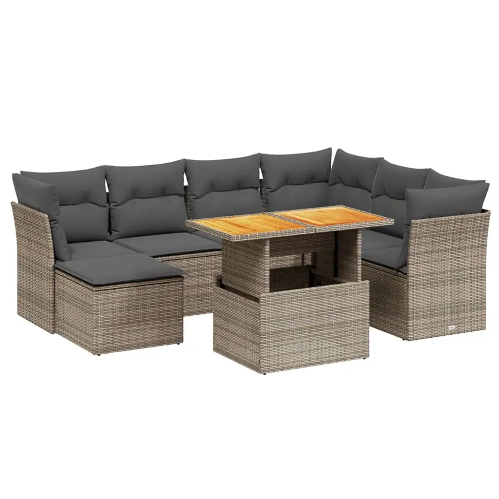 Garden Sofa Set 8 Piece Outdoor Furniture Grey Poly Rattan Modular Patio Seating