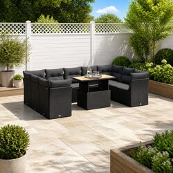 Specifications for 10-Piece Garden Sofa Set in Black Rattan