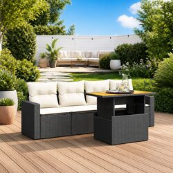 Specifications for 5 Piece Black Rattan Garden Sofa Set