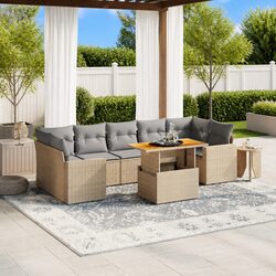 8 Piece Modular Garden Sofa Set - Beige with Cushions
