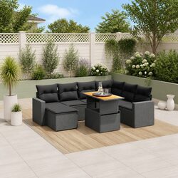 Detailed Specifications of 8-Piece Black Garden Sofa Set