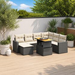 8 Piece Modular Garden Sofa Set with PE Rattan
