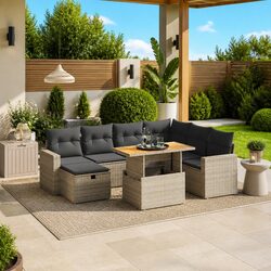 8-Piece Modular Grey Rattan Garden Sofa Set Specifications