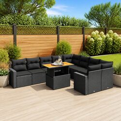 Specifications of the 10-Piece Black Poly Rattan Sofa Set