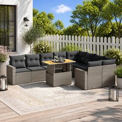 Garden Sofa Set: 10 Pieces, Grey, Modular Design