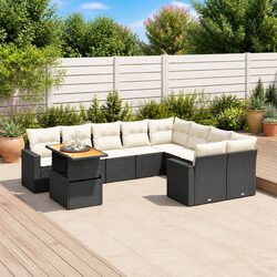 Specifications of 10 Piece Black Poly Rattan Outdoor Sofa Set
