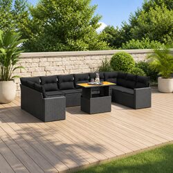 11 Piece Black Poly Rattan Garden Sofa Set Specifications