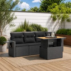 Specifications of 5 Piece Garden Sofa Set - Black Rattan