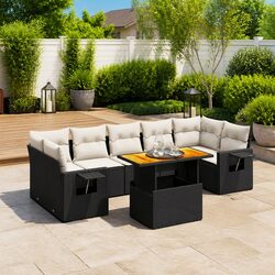 8-Piece Modular Garden Sofa Set with PE Rattan