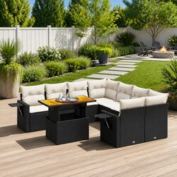 Specifications of 9-Piece Garden Sofa Set – Black Poly Rattan