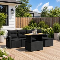 Detailed Specifications of 6 Piece Black Rattan Garden Sofa Set