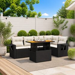 6 Piece Modular Garden Sofa Set with Adjustable Table