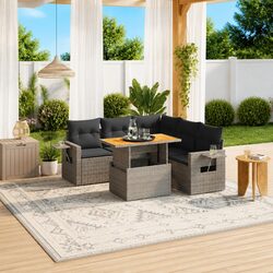 6-Piece Garden Sofa Set: Grey Modular Outdoor Furniture