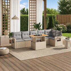 Specifications of 7 Piece Beige Rattan Garden Sofa Set