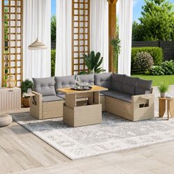 Specifications of the 7-Piece Beige Poly Rattan Sofa Set
