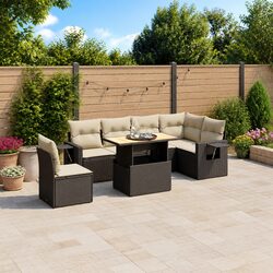 7 Piece Garden Sofa Set Specifications: Black, Modular Design