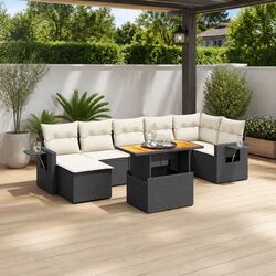 8 Piece Garden Sofa Set Specifications: Black Modular Rattan