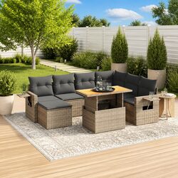 Specifications of 8-Piece Grey Modular Garden Sofa Set