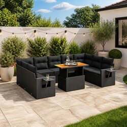 Specifications of 10 Piece Black Garden Sofa Set