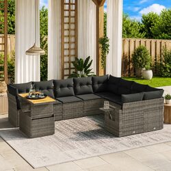 Fabulous 10-Piece Grey Patio Lounge Sofa Set